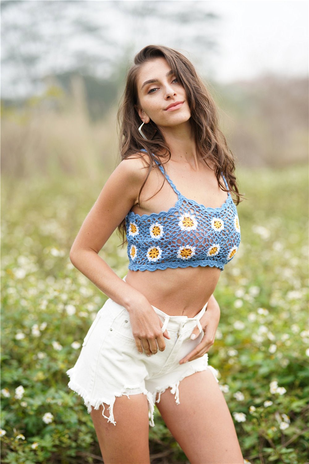 Floral Crochet Cropped Cami - Mervyns