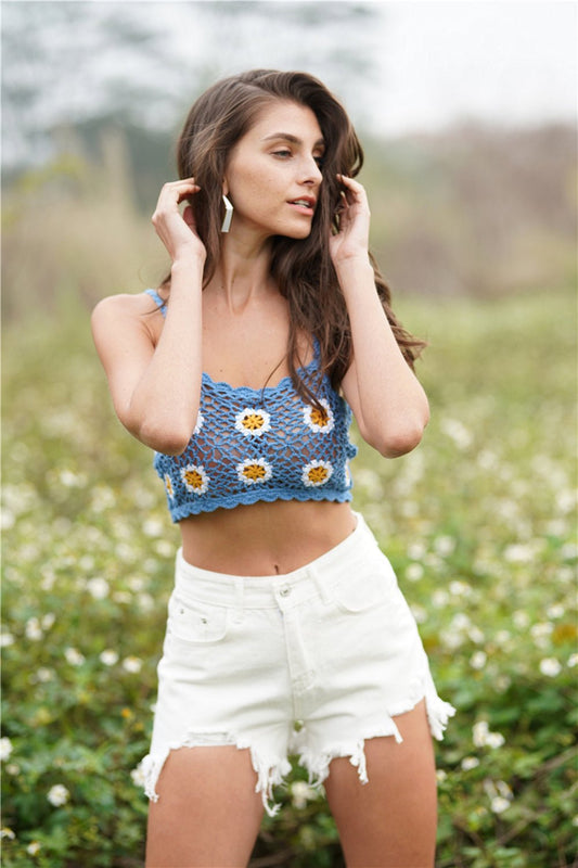 Floral Crochet Cropped Cami - Mervyns