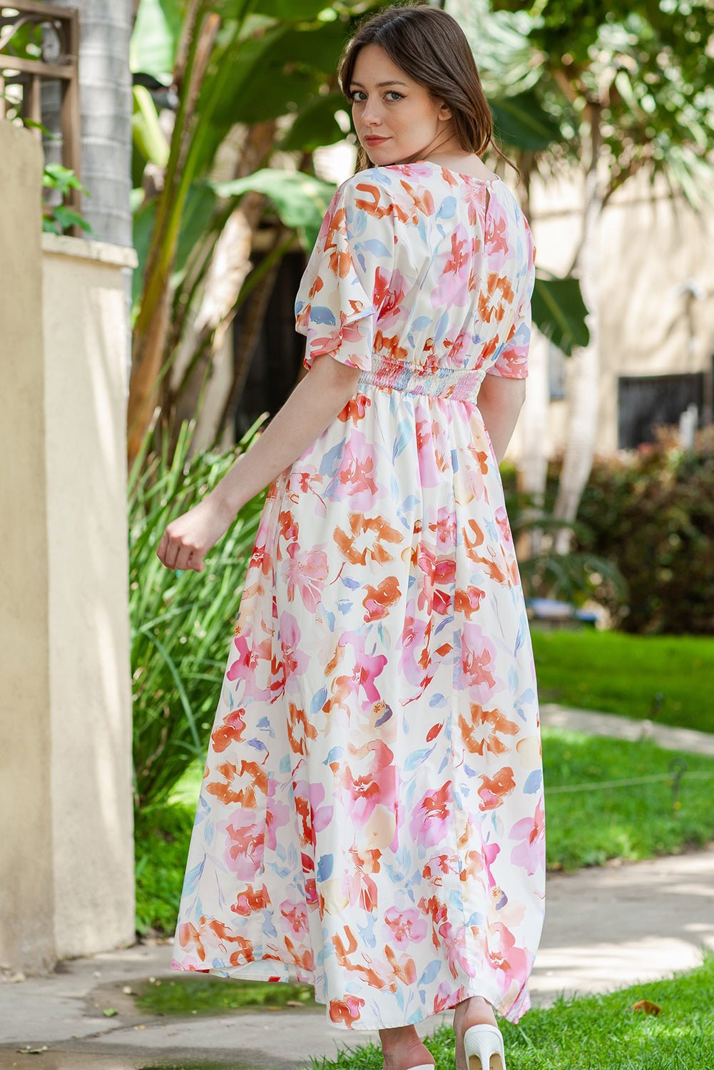 Floral Deep V Slit Maxi Dress - Mervyns