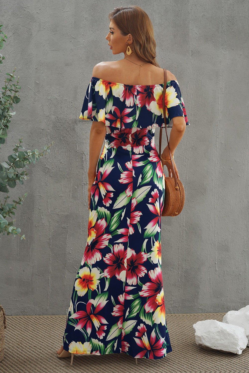 Floral Layered Off - Shoulder Maxi Dress - Mervyns