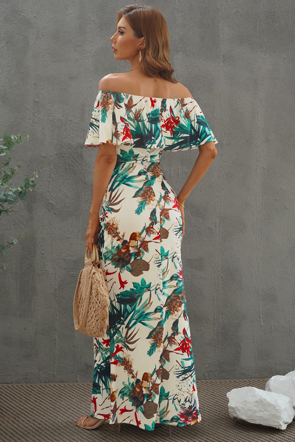 Floral Layered Off - Shoulder Maxi Dress - Mervyns