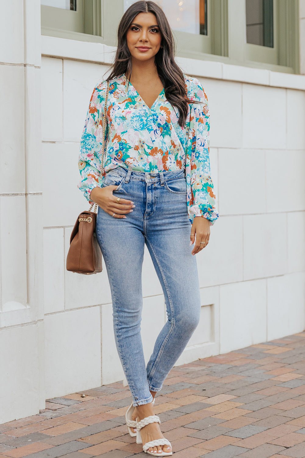 Floral Long Balloon Sleeve Blouse - Mervyns