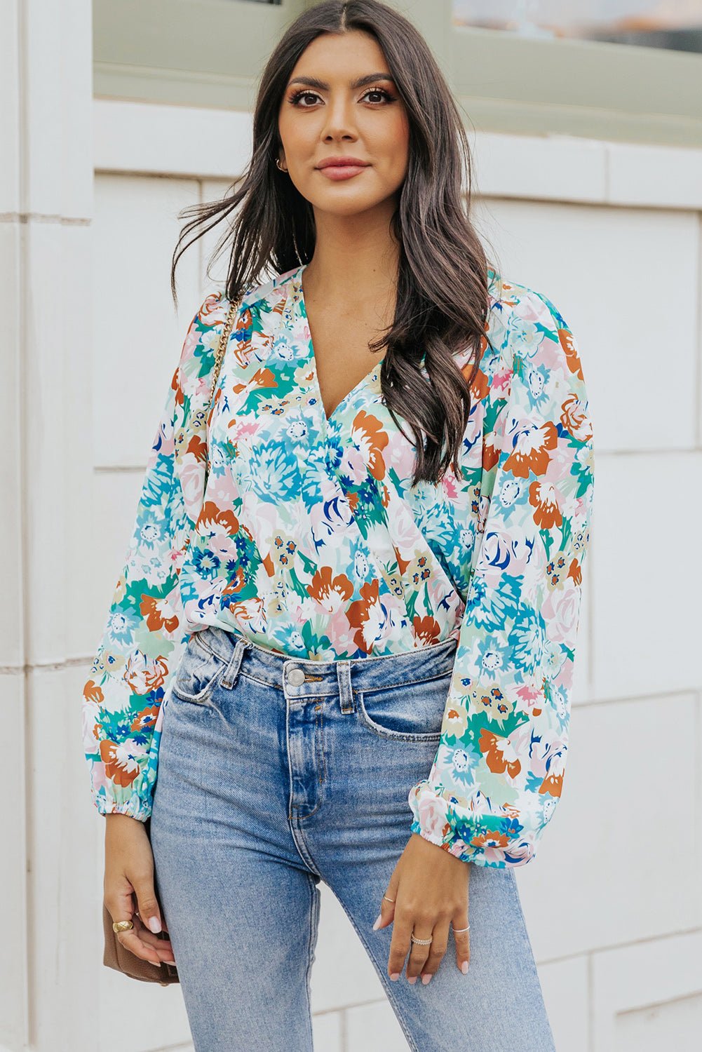 Floral Long Balloon Sleeve Blouse - Mervyns