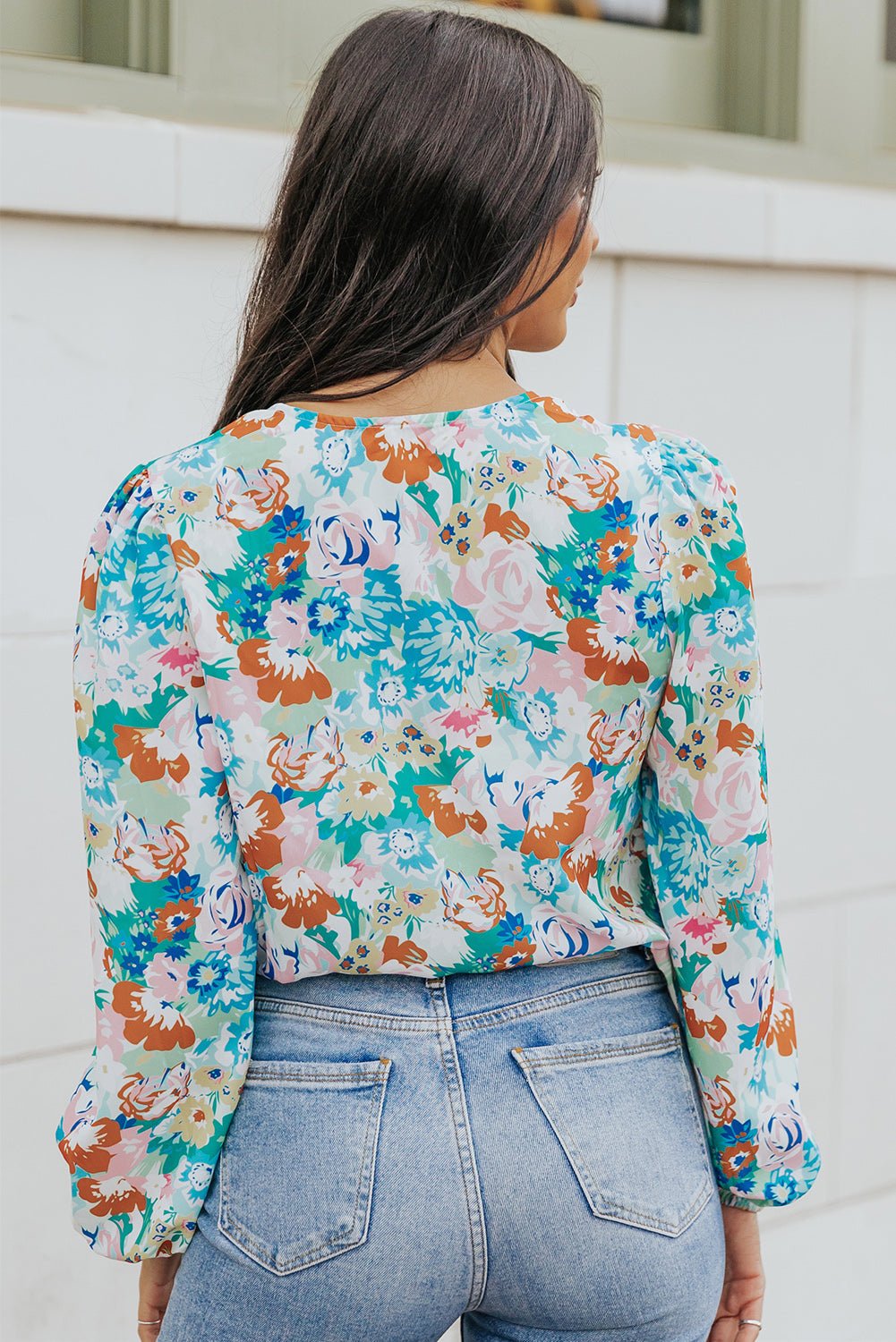 Floral Long Balloon Sleeve Blouse - Mervyns