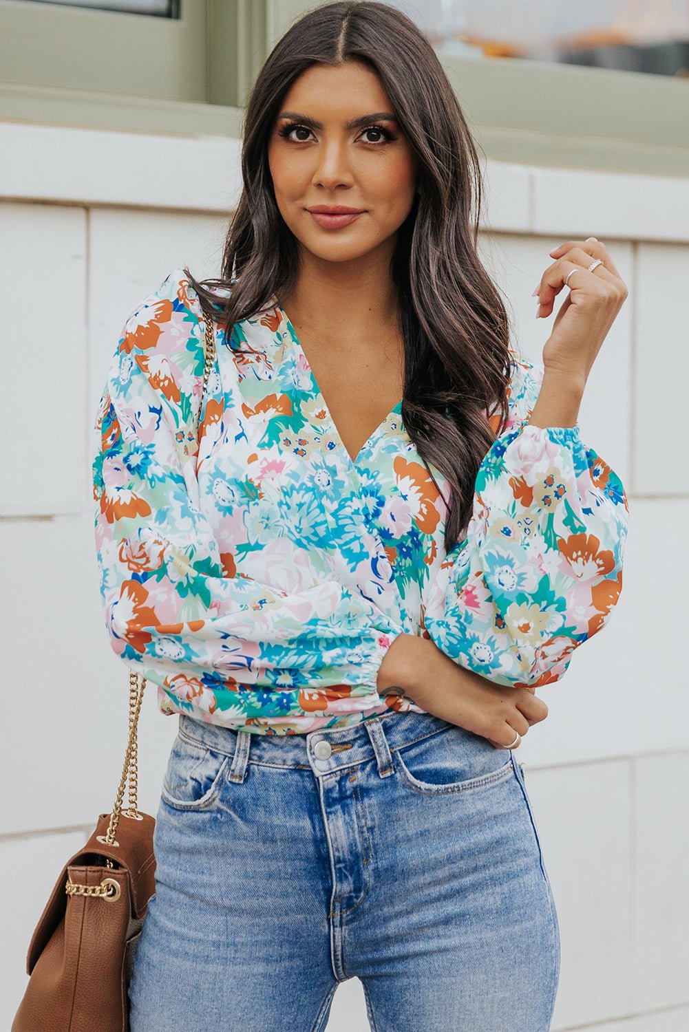 Floral Long Balloon Sleeve Blouse - Mervyns