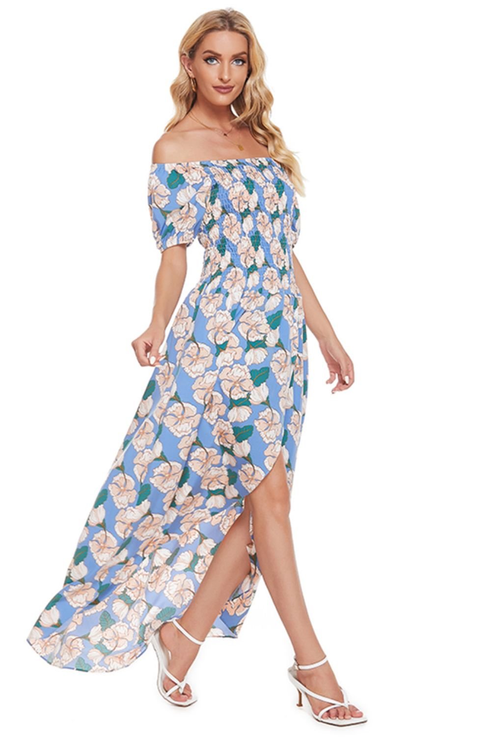 Floral Off - Shoulder Slit Maxi Dress - Mervyns