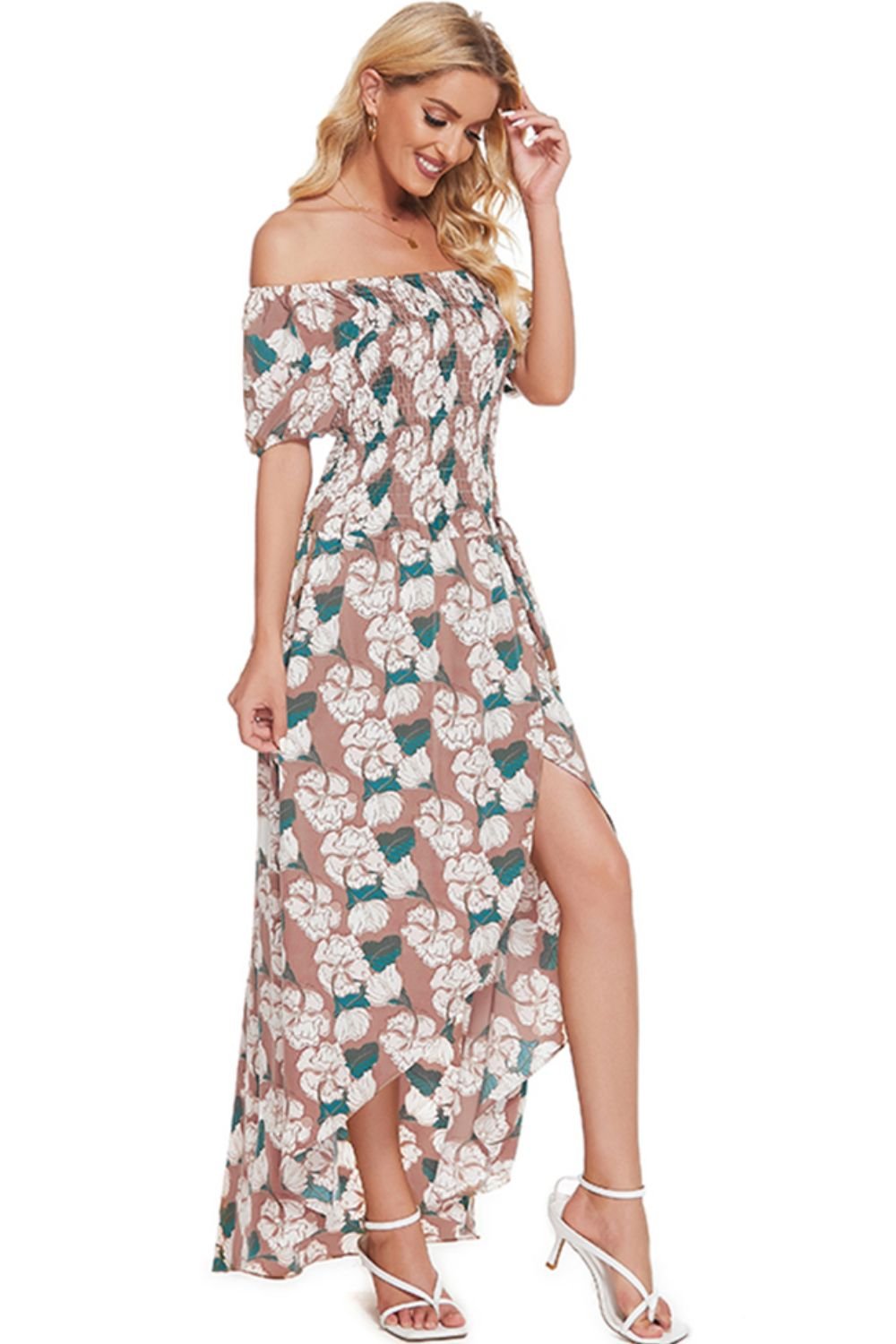 Floral Off - Shoulder Slit Maxi Dress - Mervyns