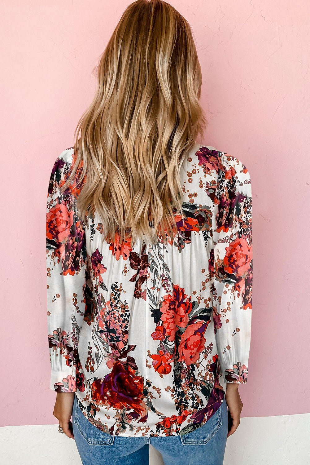 Floral Print Round Neck Long Sleeve Blouse - Mervyns