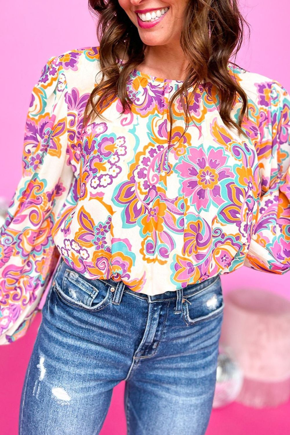 Floral Round Neck Blouse - Mervyns