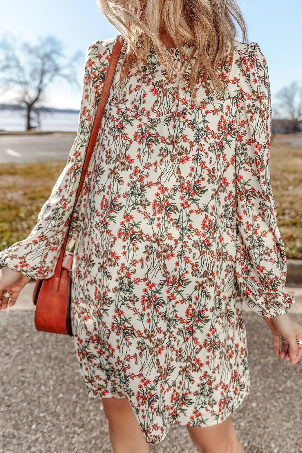 Floral Round Neck Long Sleeve Mini Dress - Mervyns