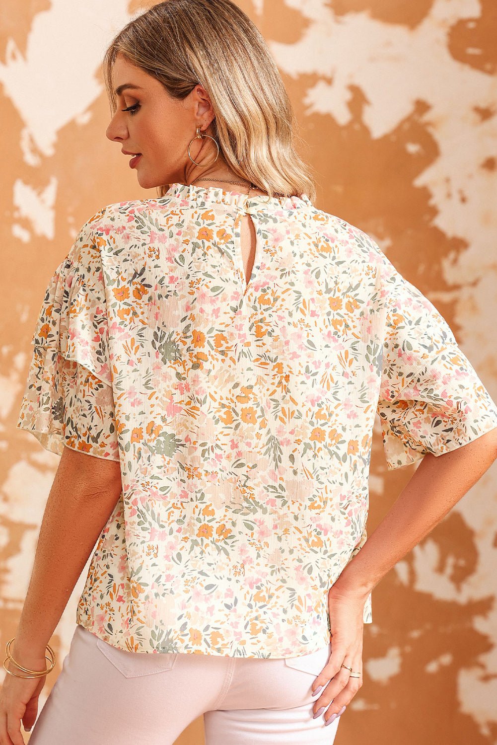 Floral Round Neck Short Sleeve Blouse - Mervyns