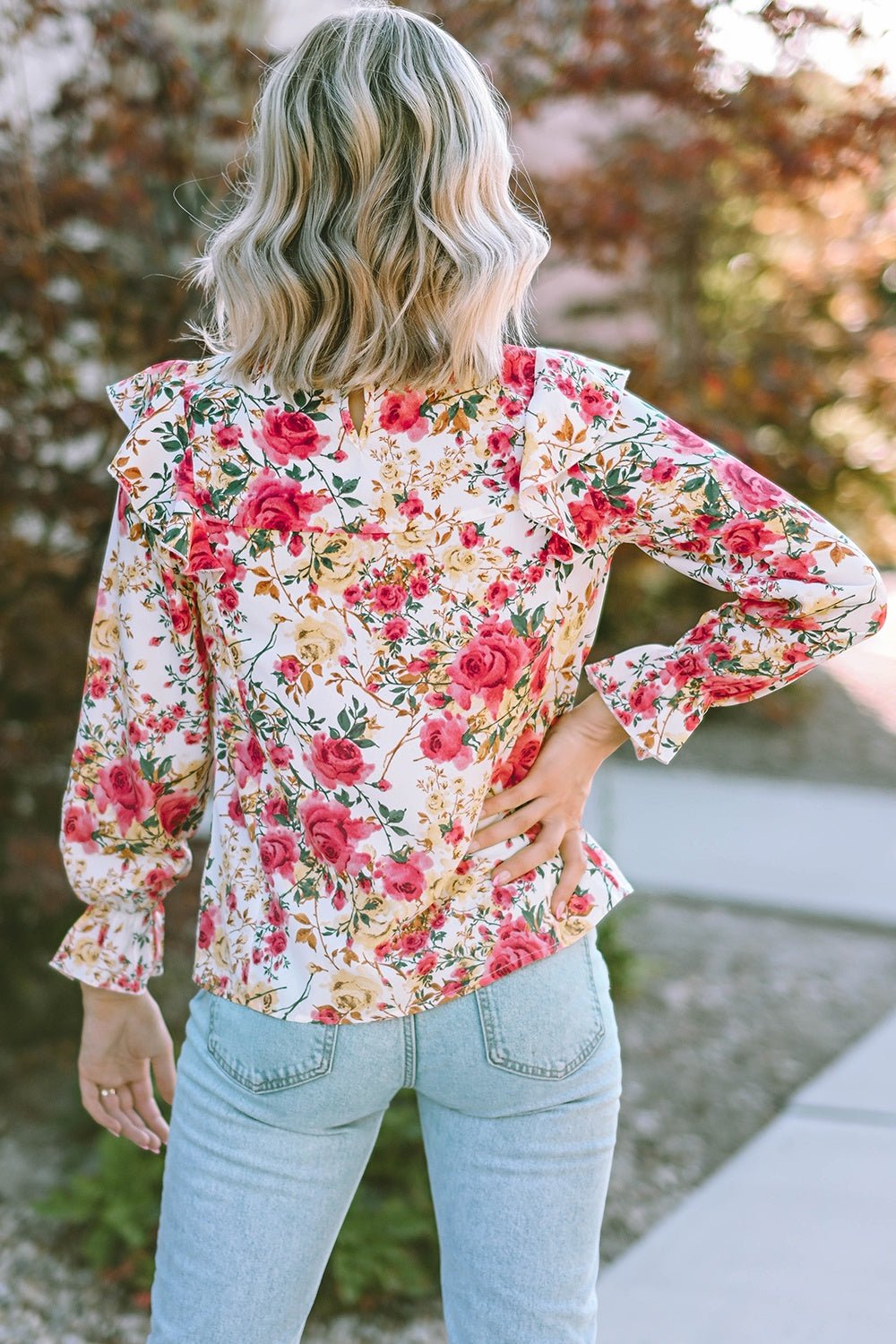 Floral Round Neck Smocked Blouse - Mervyns