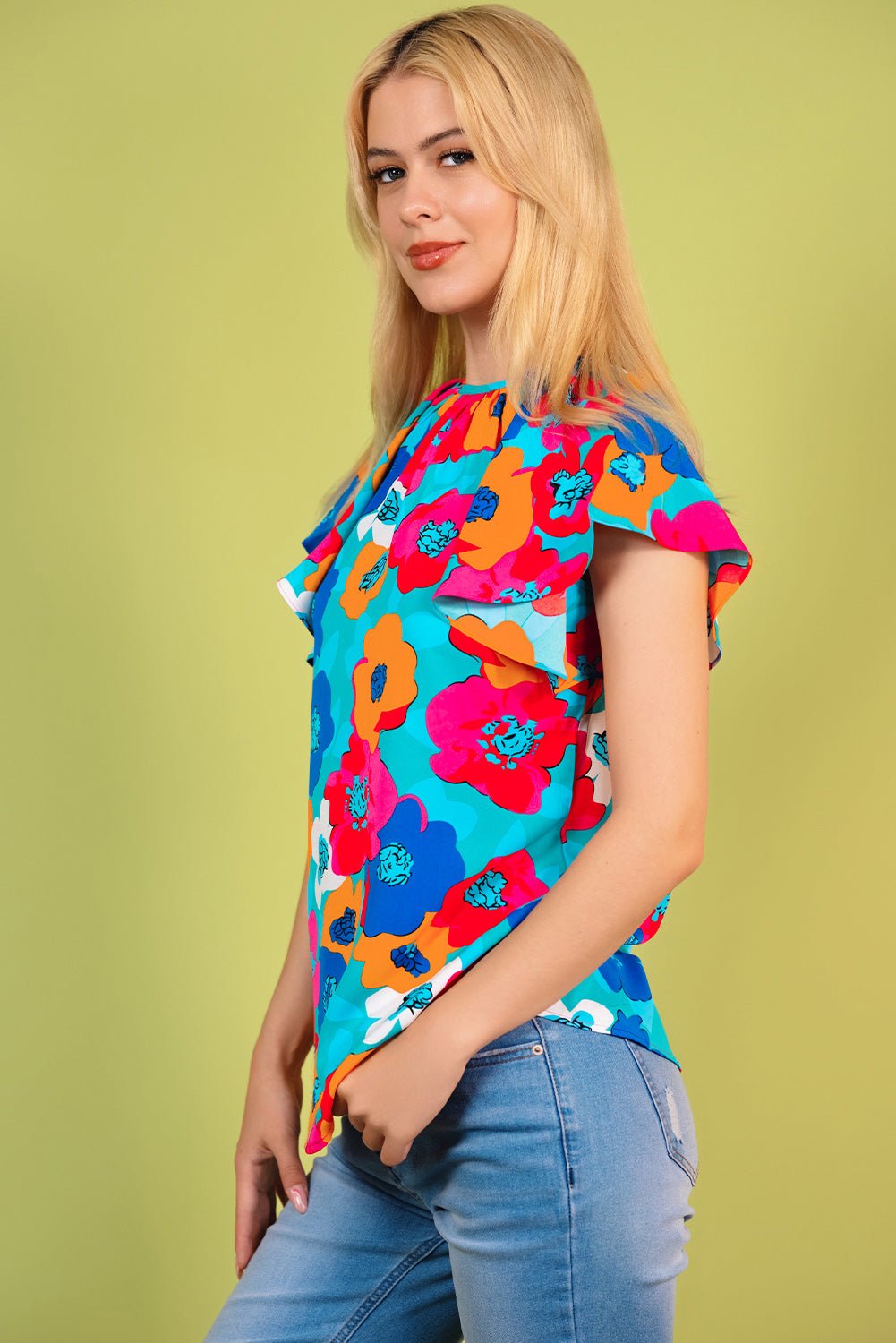 Floral Round Neck Tied Blouse - Mervyns