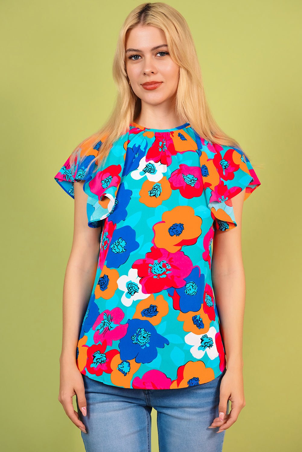 Floral Round Neck Tied Blouse - Mervyns