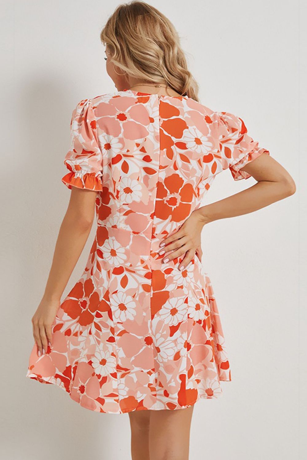 Floral Surplice Neck Flounce Sleeve Dress - Mervyns