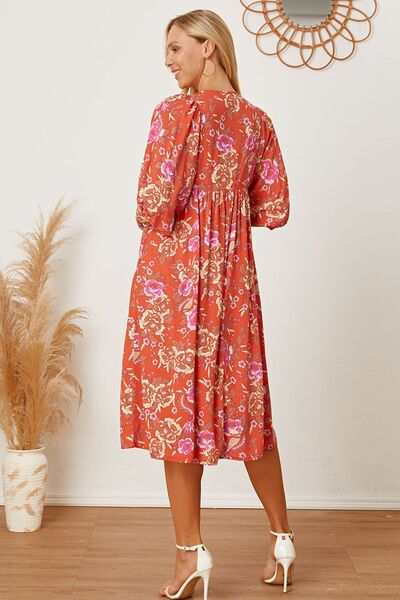 Floral Tie Neck Half Sleeve Dress - Mervyns