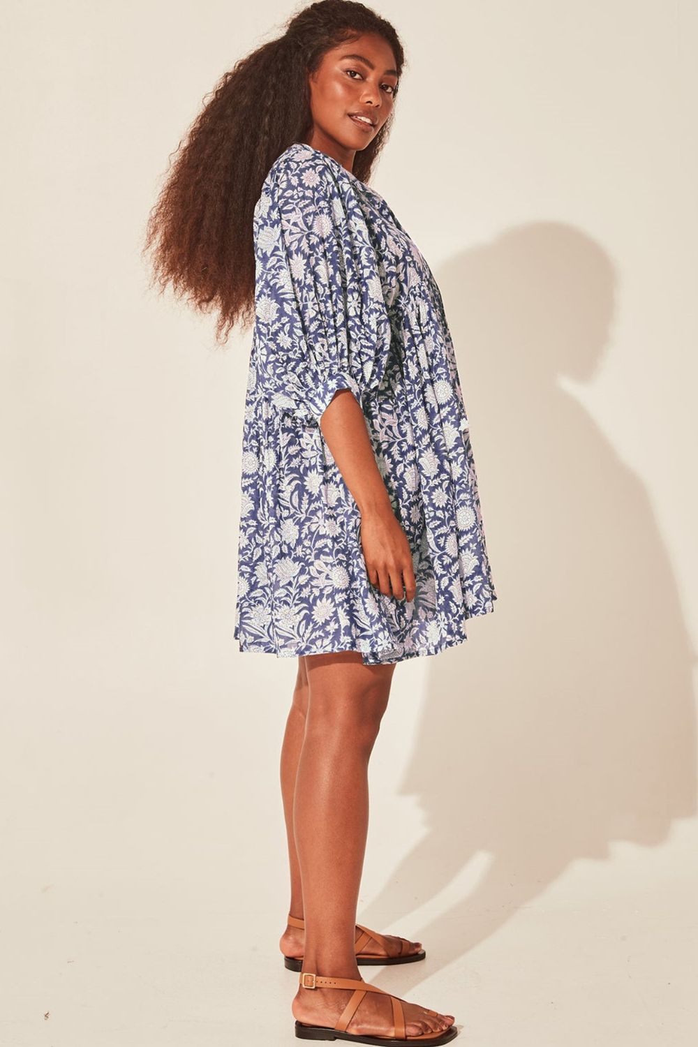 Floral Tie Neck Lantern Sleeve Dress - Mervyns