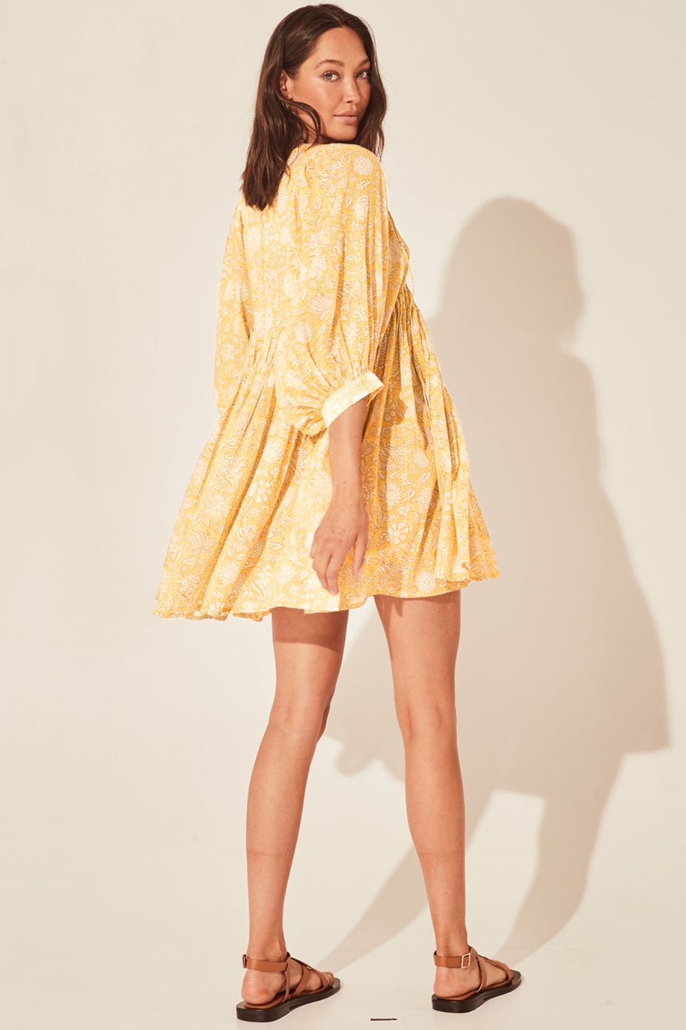 Floral Tie Neck Lantern Sleeve Dress - Mervyns