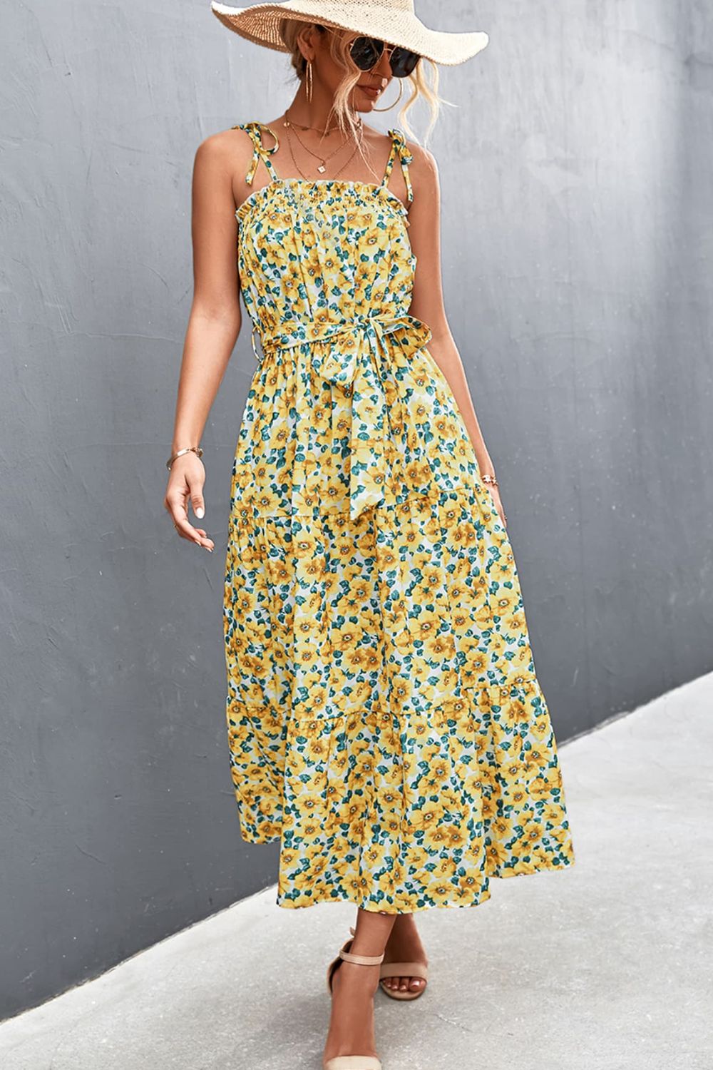 Floral Tie - Shoulder Belted Dress - Mervyns