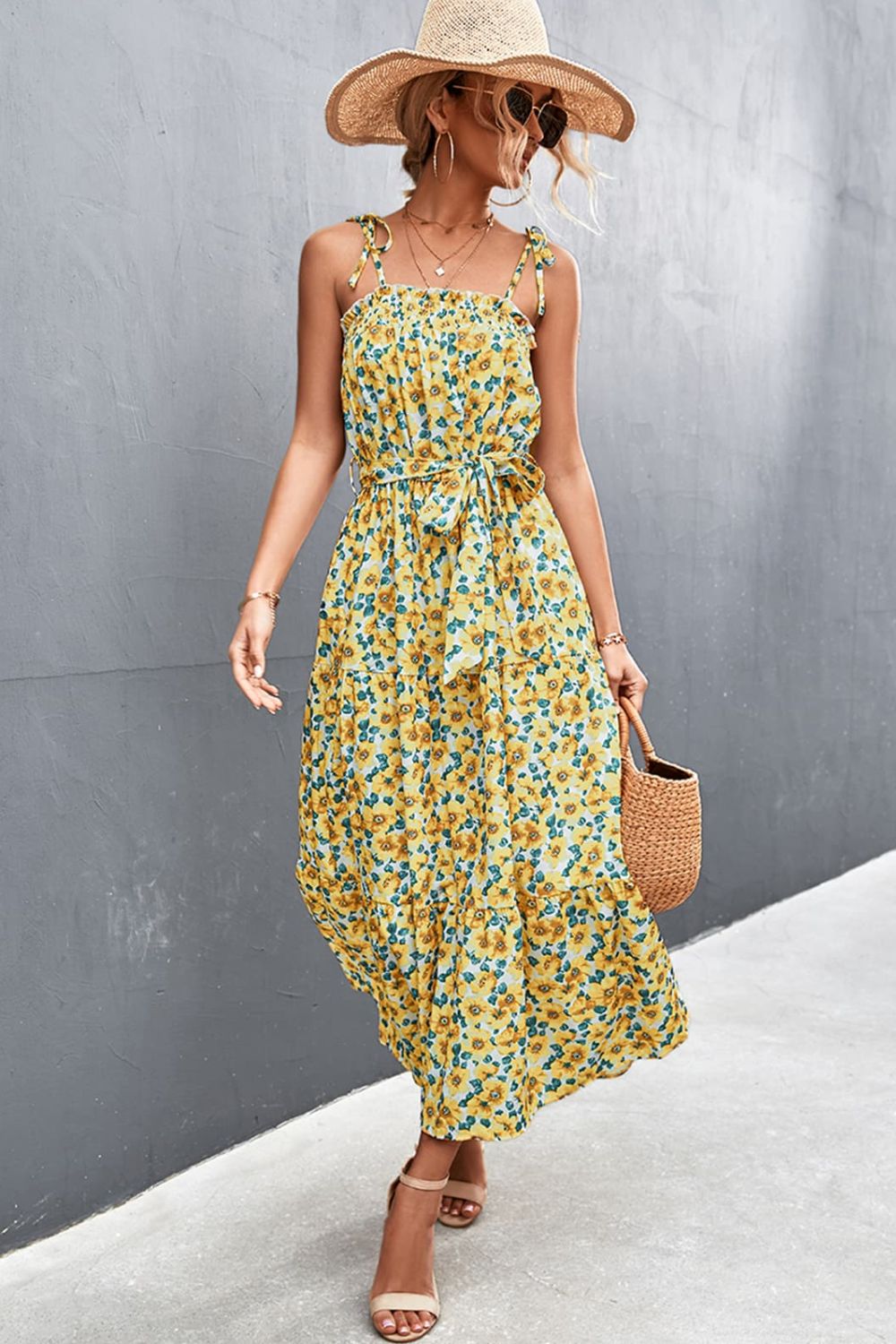 Floral Tie - Shoulder Belted Dress - Mervyns