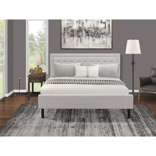 FN08K-1DE07 2-Piece Platform King Bedroom Set with 1 Platform Bed and 1 Bedroom Nightstand - Mist Beige Linen Fabric - Mervyns