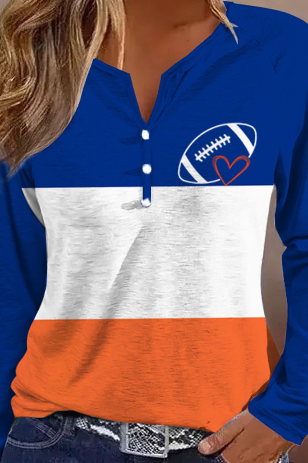 Football Graphic Notched Neck Top - Mervyns