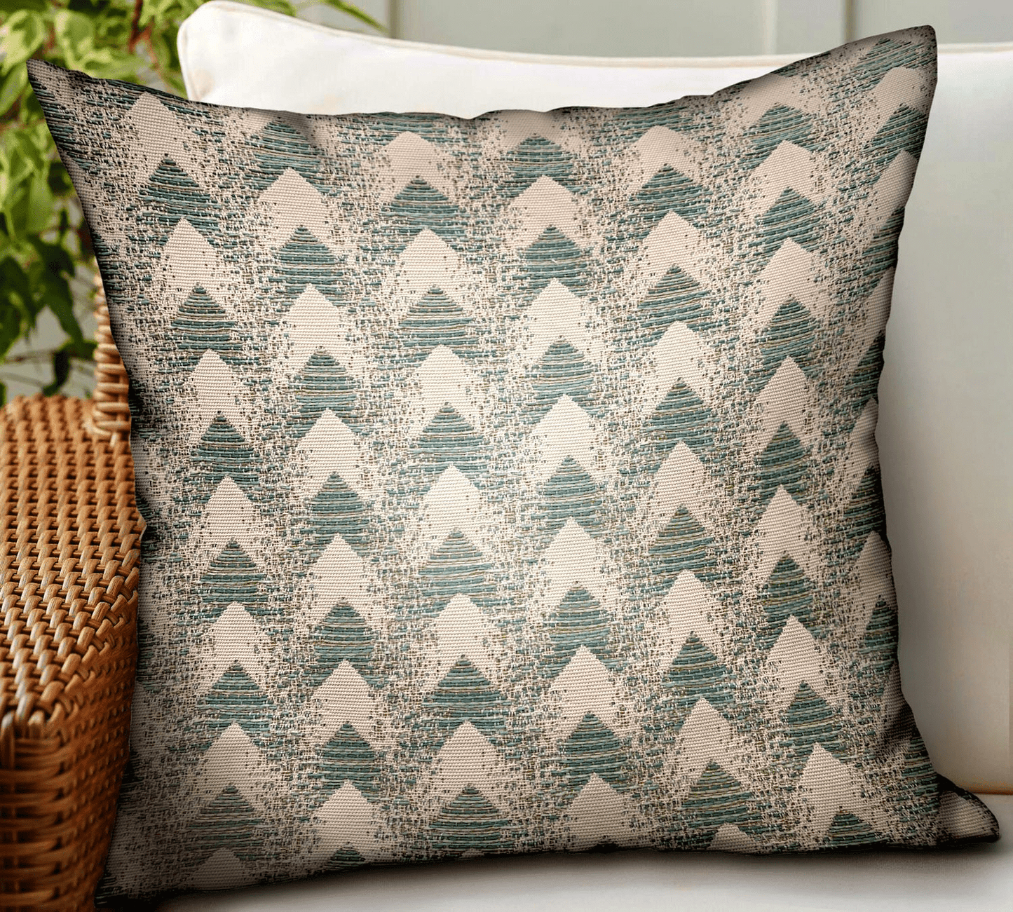 Forest Jade Sea Green Chevron Luxury Outdoor/Indoor Throw Pillow - Mervyns