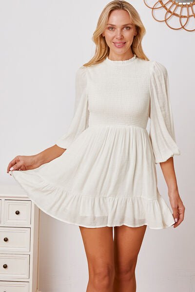 Frill Balloon Sleeve Ruffle Hem Mini Dress - Mervyns