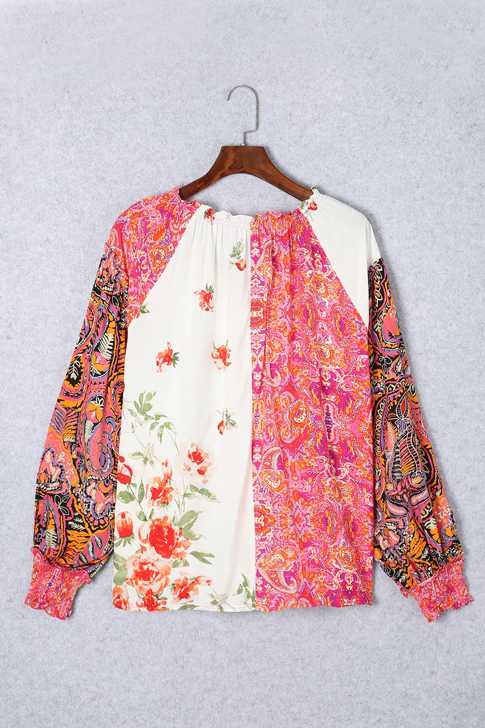 Frill Floral Shirred Cuff Long Sleeve Blouse - Mervyns