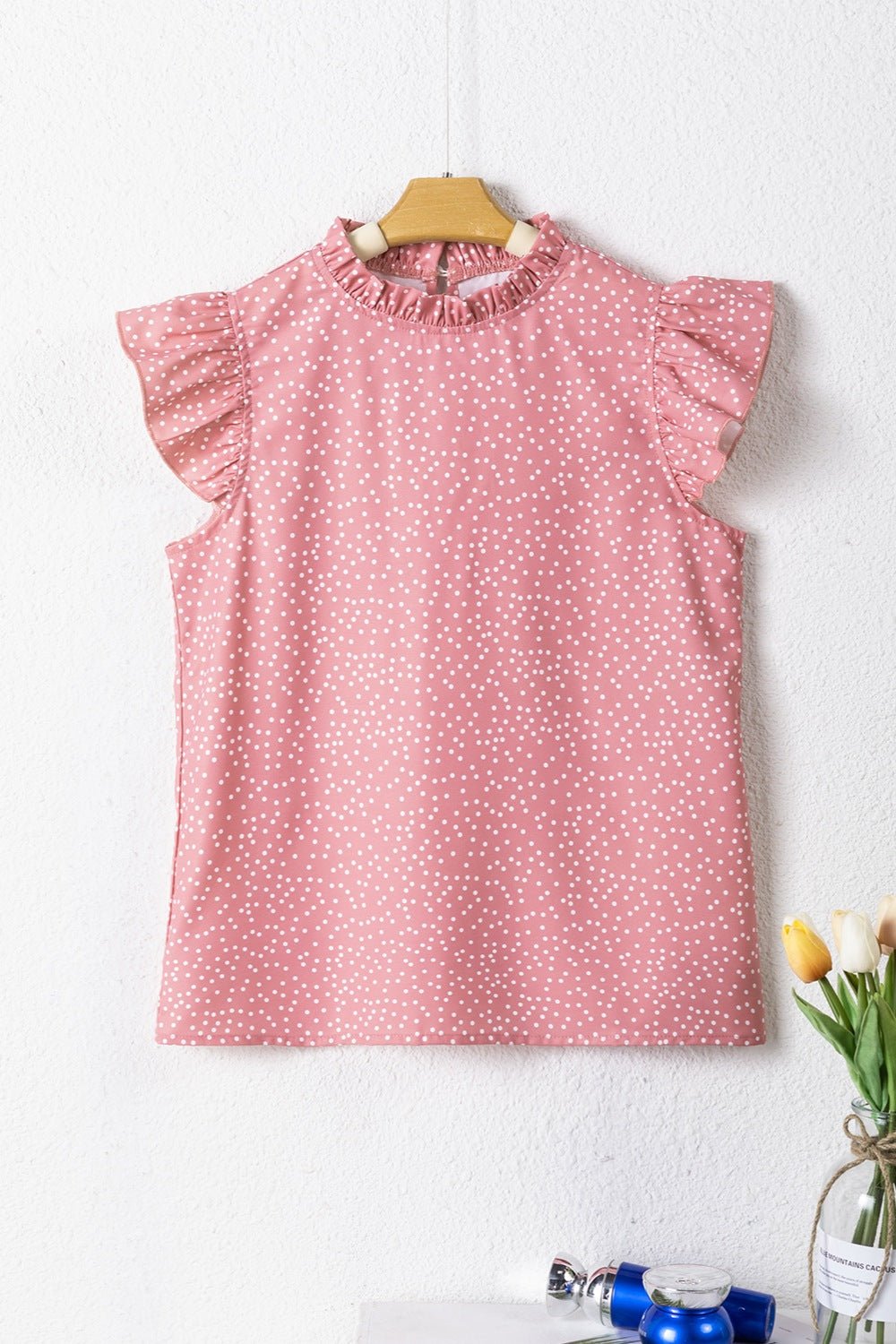 Frill Polka Dot Cap Sleeve Blouse - Mervyns