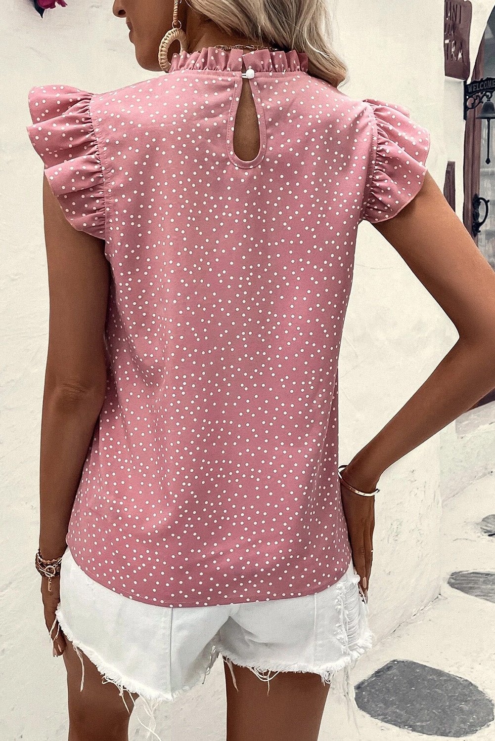 Frill Polka Dot Cap Sleeve Blouse - Mervyns