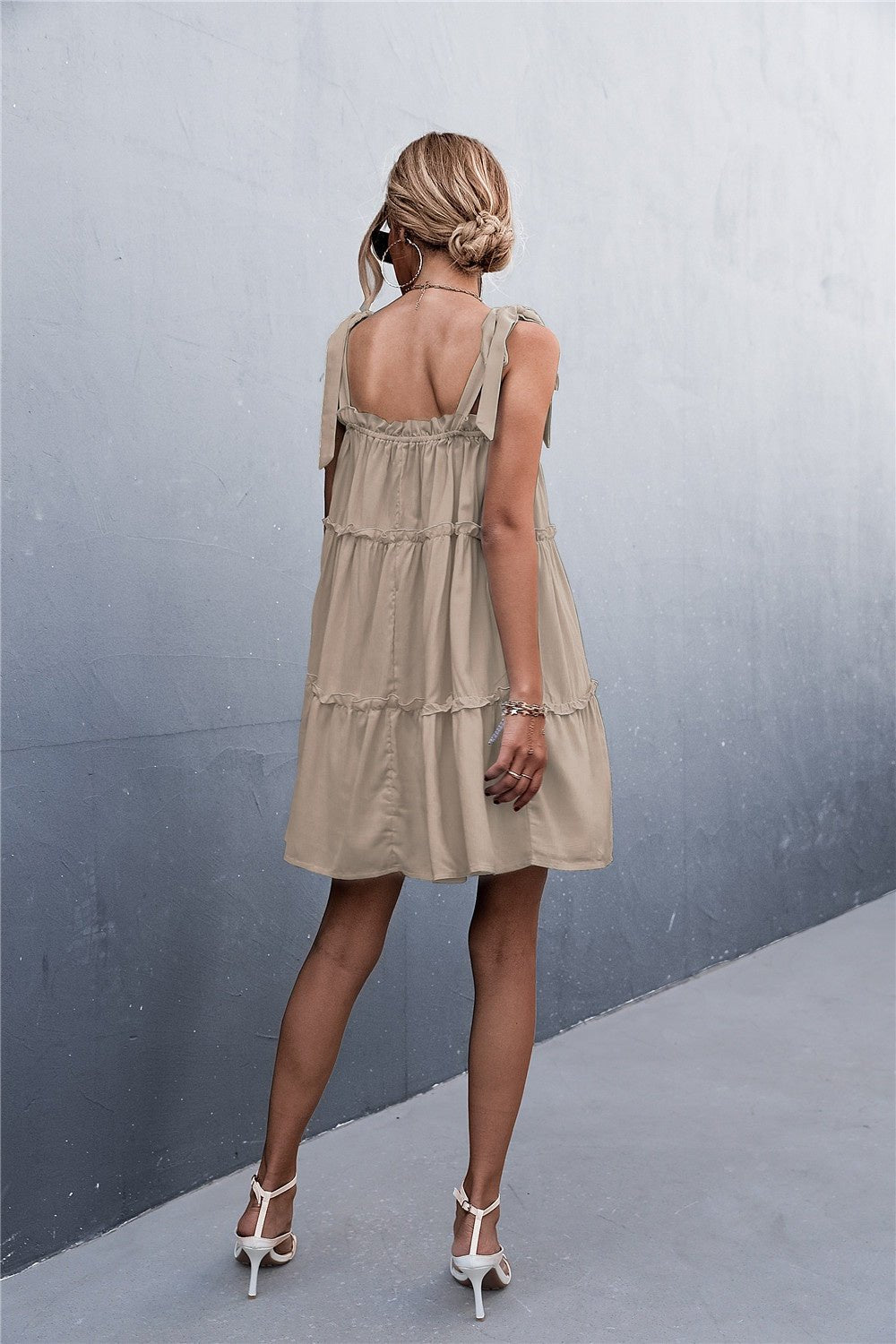 Frill Tiered Tie Shoulder Mini Cami Dress - Mervyns