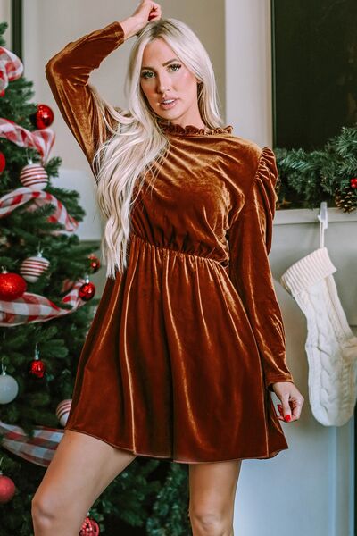 Frill Trim Long Sleeve Mini Dress - Mervyns