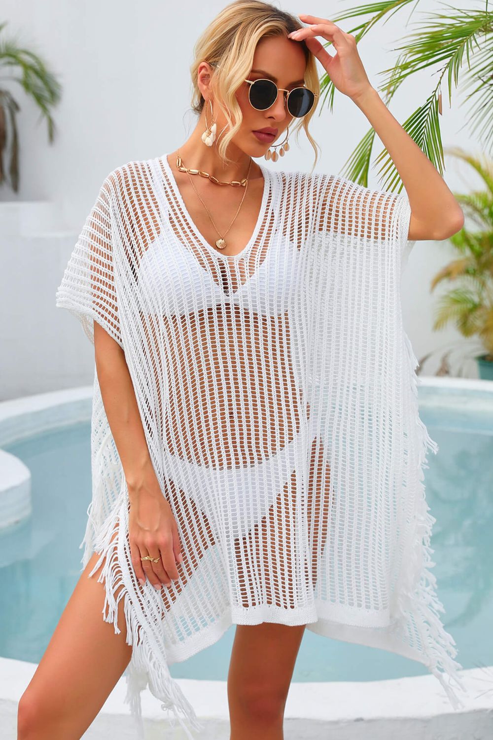 Fringe Trim Openwork Cover Up - Mervyns