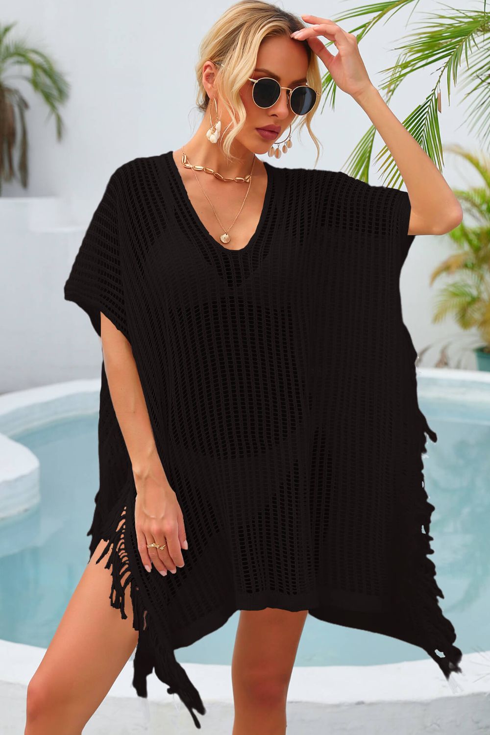 Fringe Trim Openwork Cover Up - Mervyns