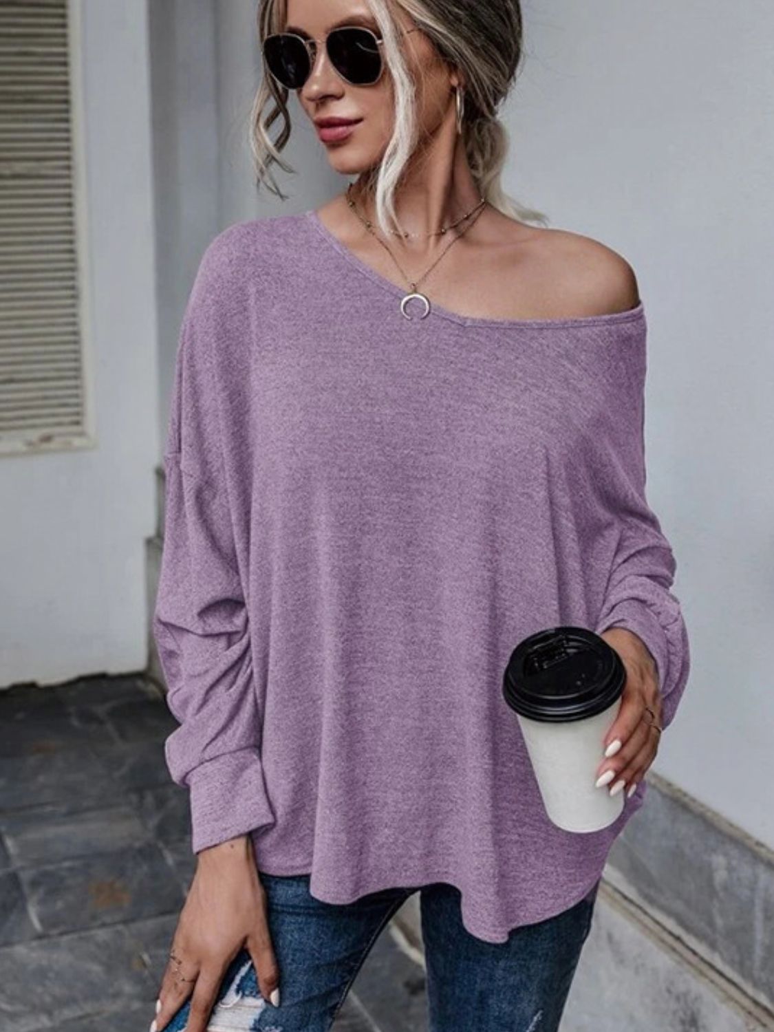 Full Size Double Tie Drop Shoulder Long Sleeve T-Shirt - Mervyns