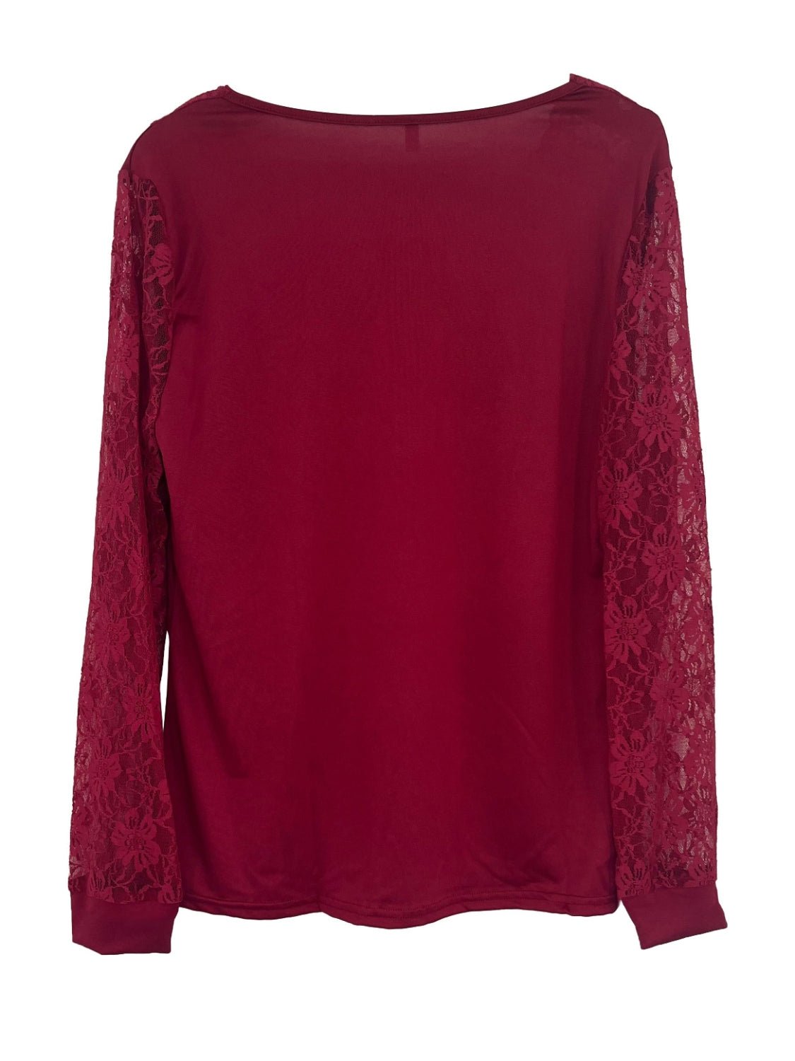 Full Size Lace Detail V - Neck Long Sleeve Blouse - Mervyns