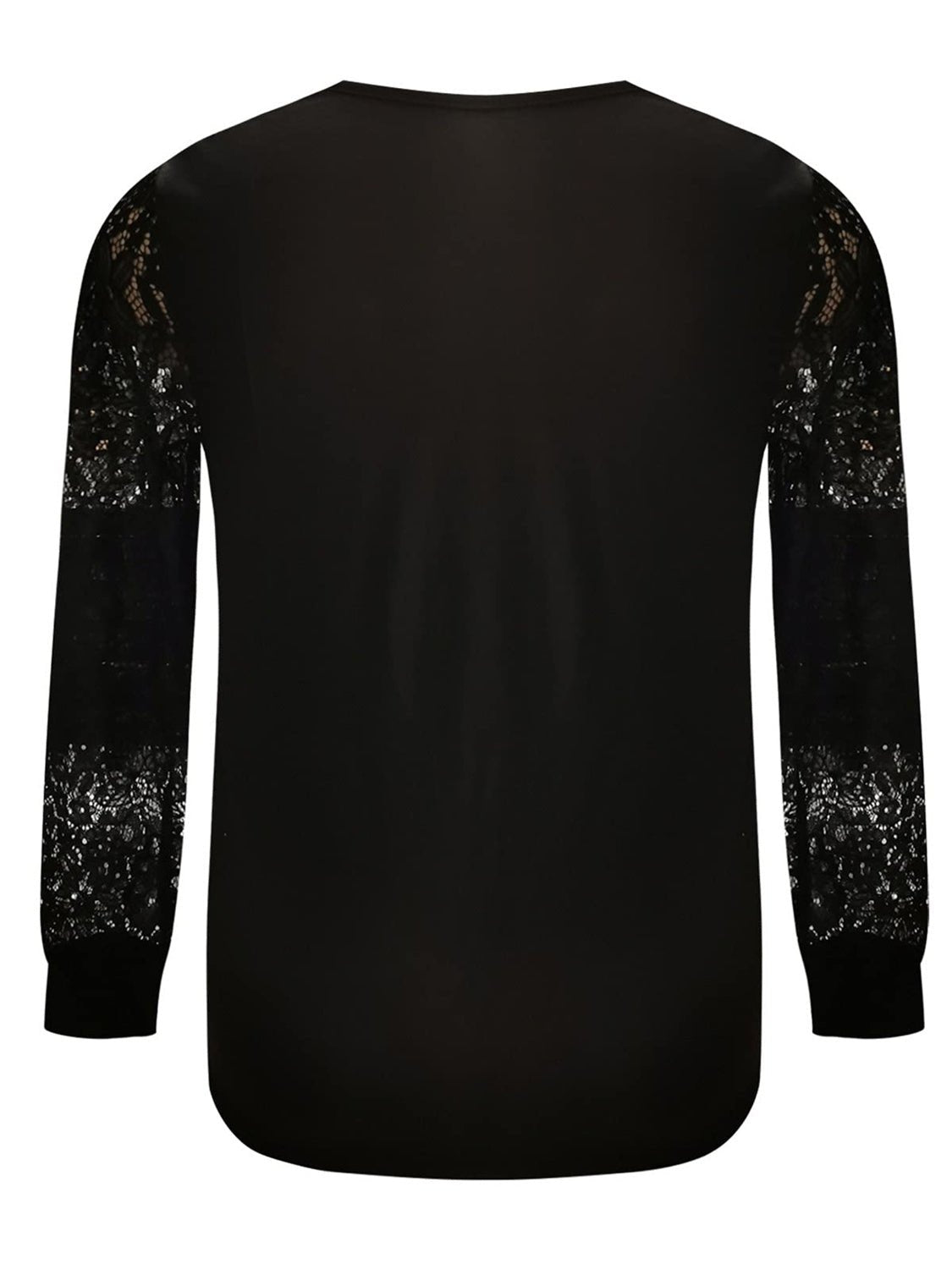 Full Size Lace Detail V - Neck Long Sleeve Blouse - Mervyns