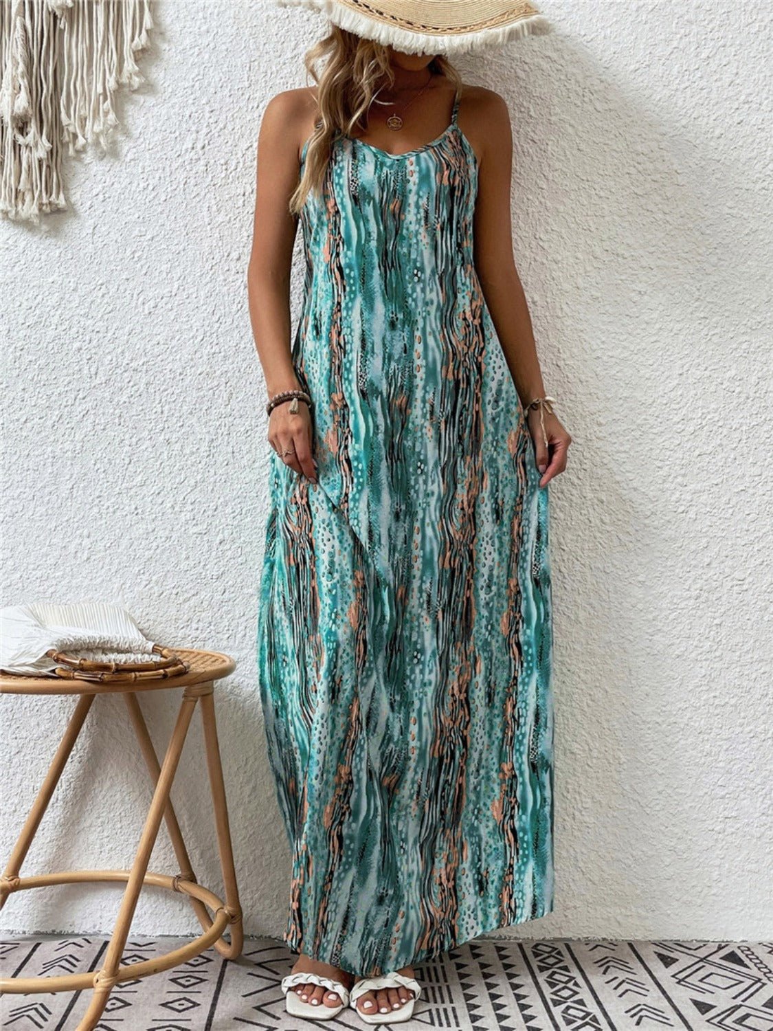 Full Size Printed Scoop Neck Maxi Cami Dress - Mervyns