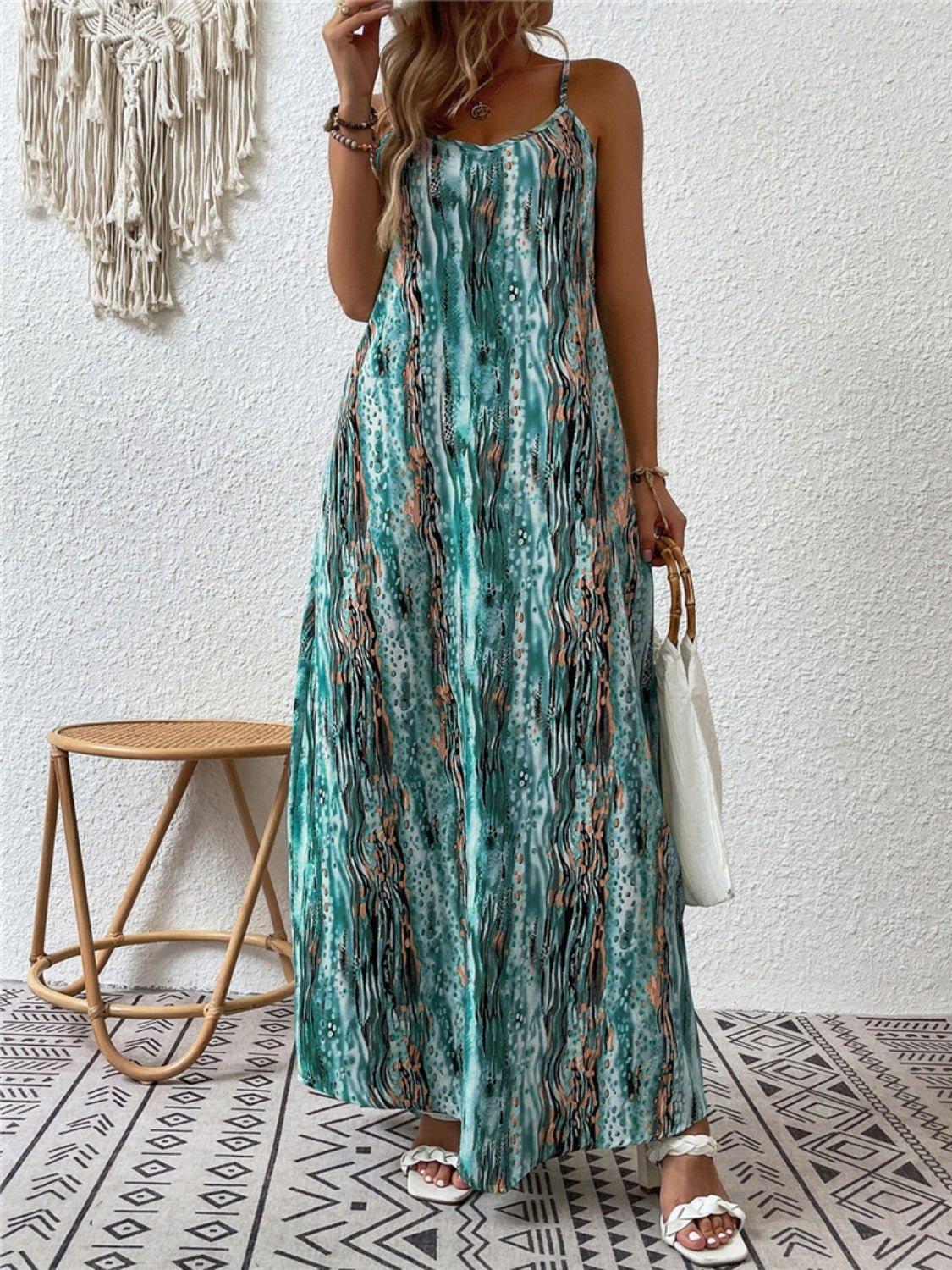 Full Size Printed Scoop Neck Maxi Cami Dress - Mervyns