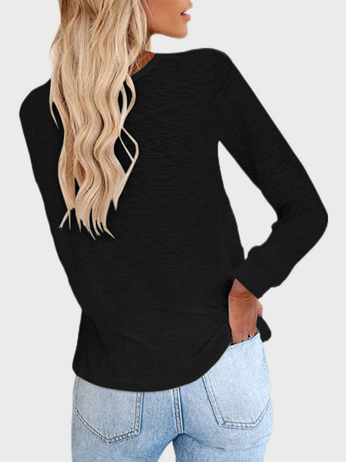 Full Size Round Neck Long Sleeve T-Shirt - Mervyns