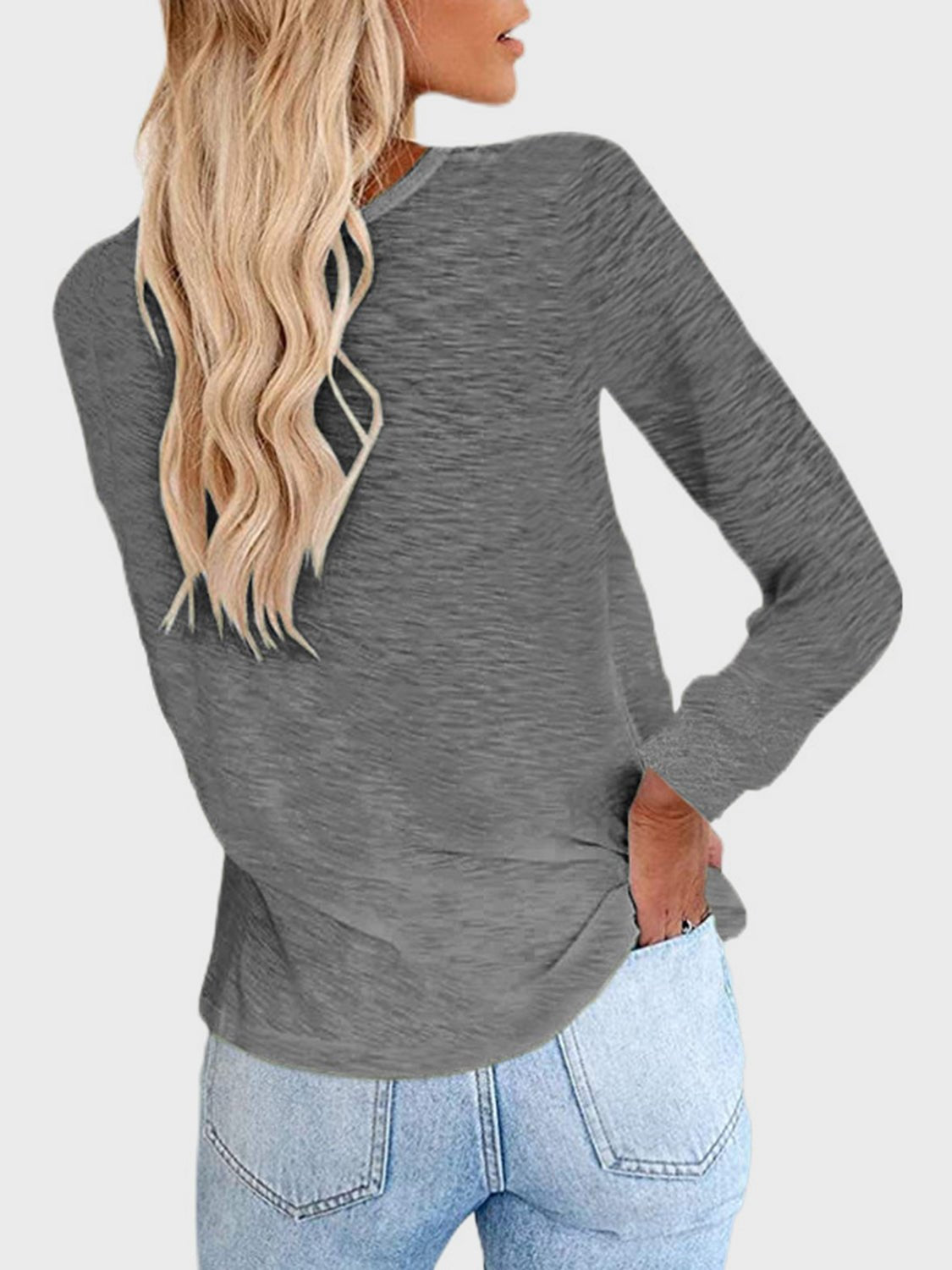 Full Size Round Neck Long Sleeve T-Shirt - Mervyns