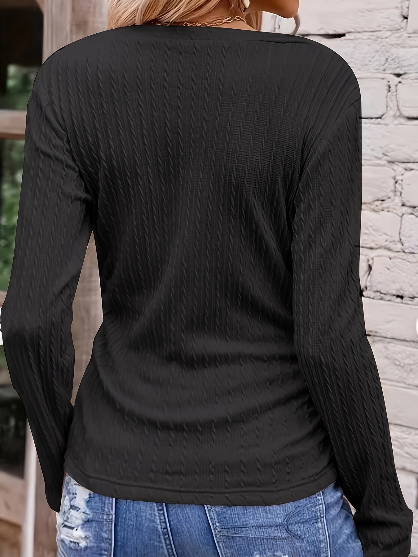 Full Size Ruched V - Neck Long Sleeve T-Shirt - Mervyns