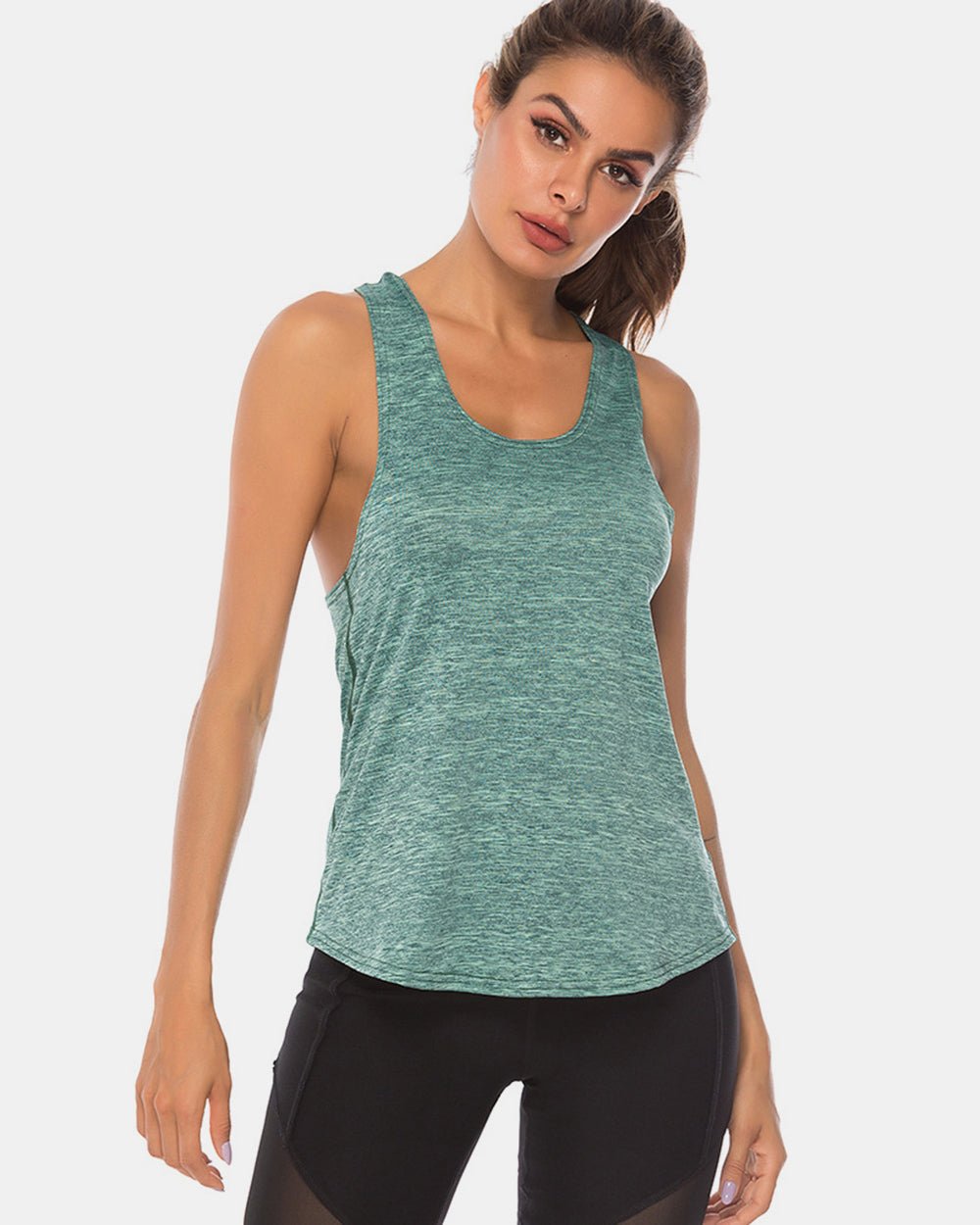 Full Size Scoop Neck Wide Strap Active Tank - Mervyns