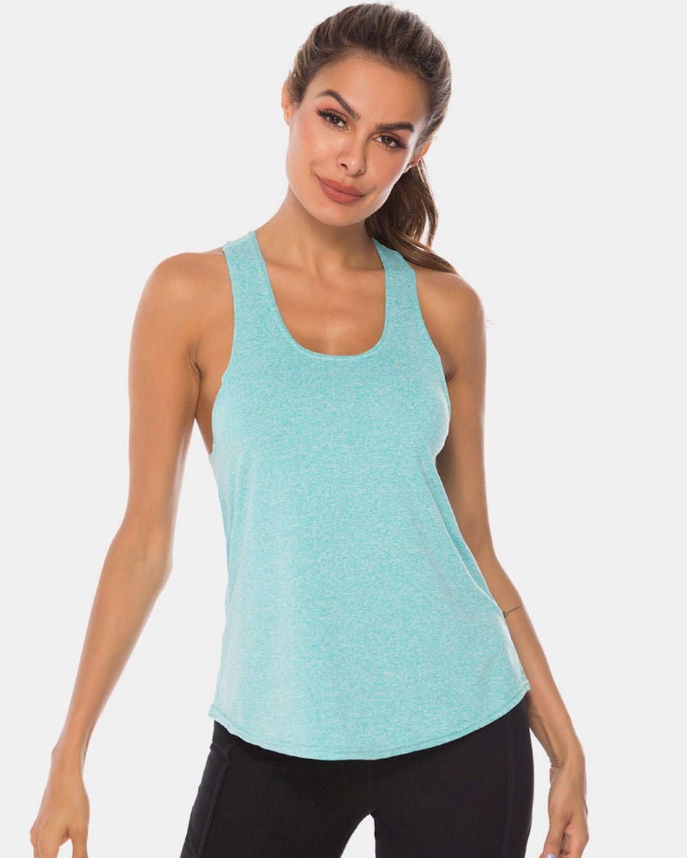 Full Size Scoop Neck Wide Strap Active Tank - Mervyns