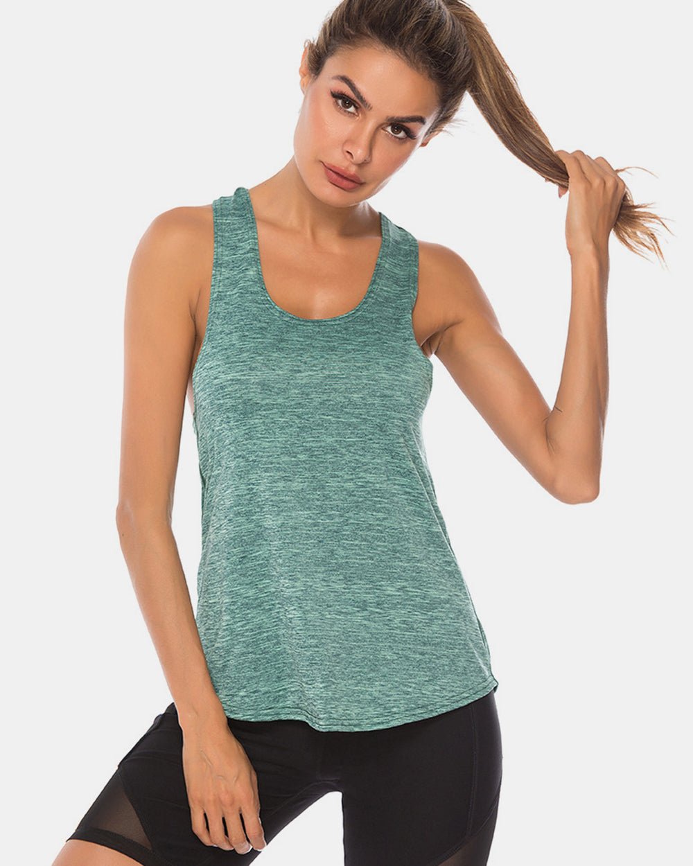 Full Size Scoop Neck Wide Strap Active Tank - Mervyns