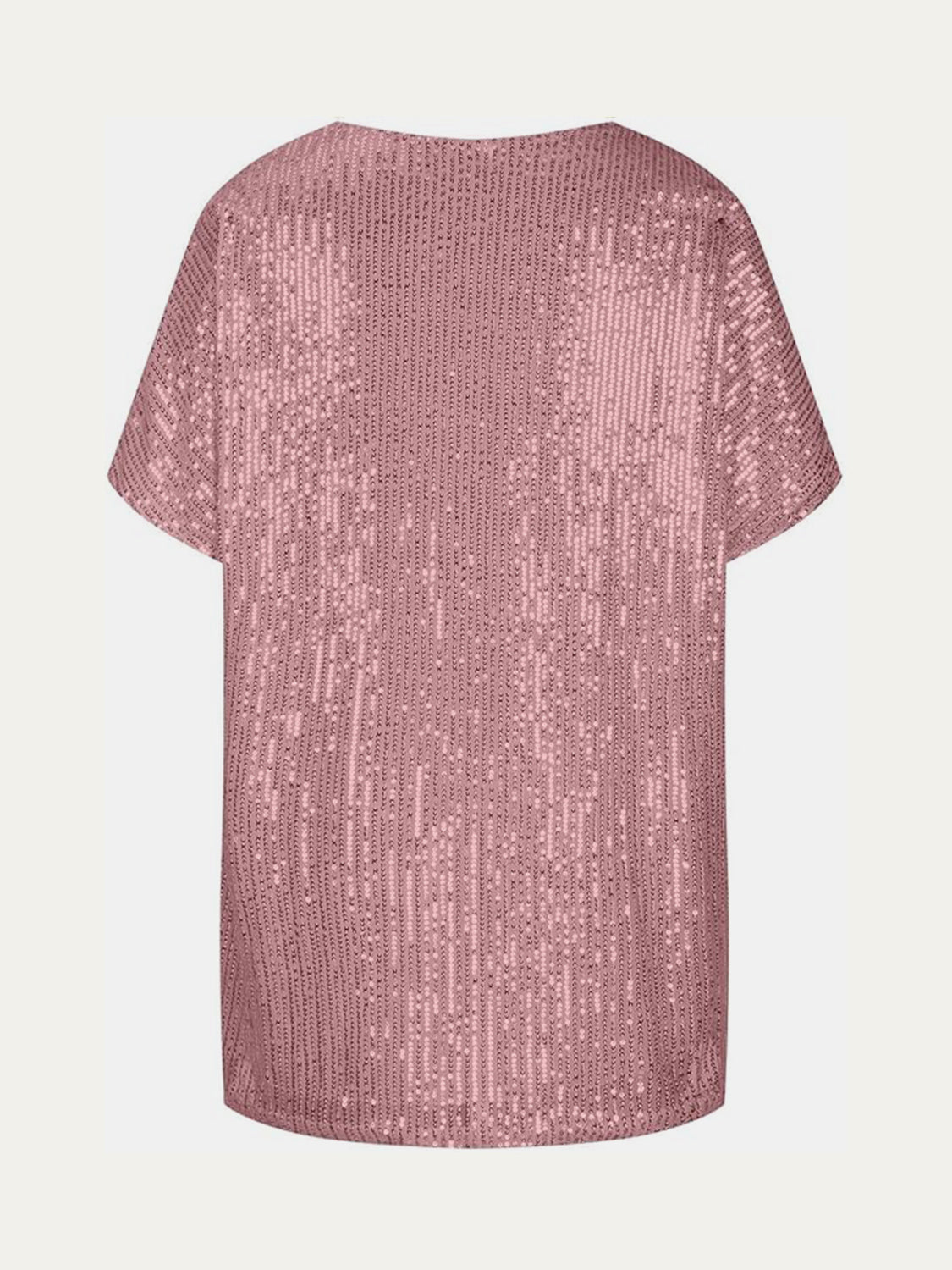 Full Size Sequin V - Neck Short Sleeve Top - Mervyns