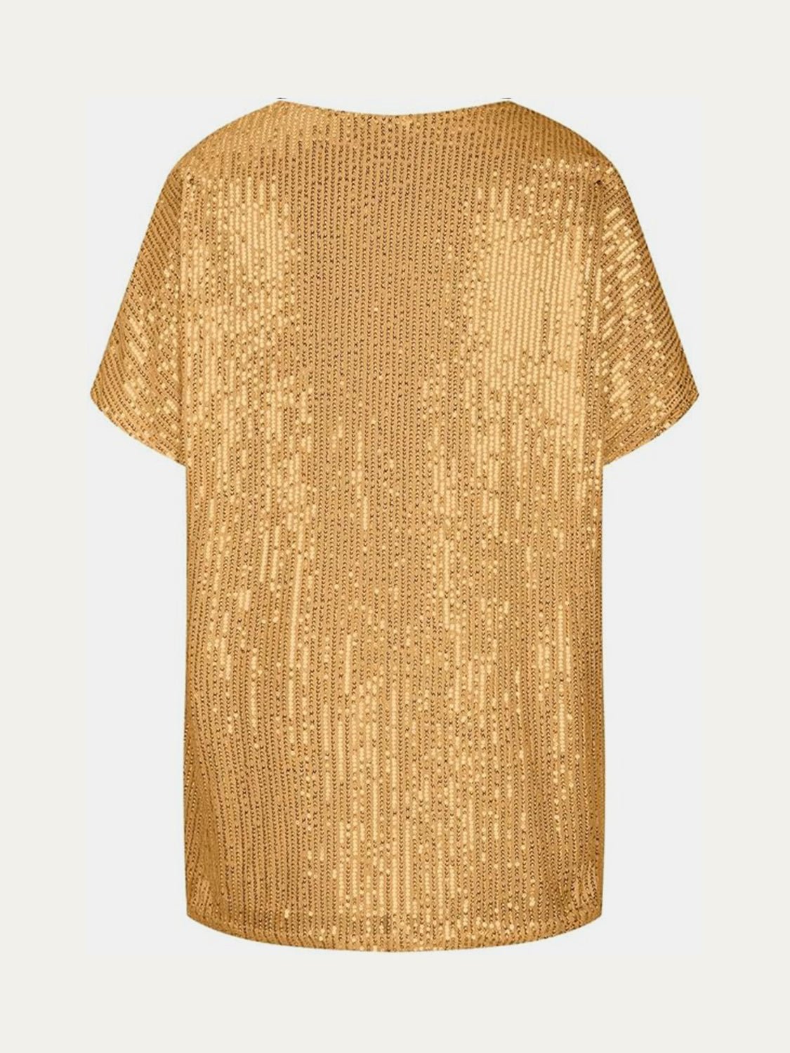 Full Size Sequin V - Neck Short Sleeve Top - Mervyns