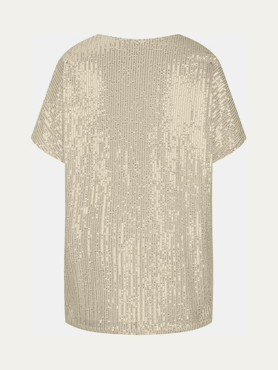 Full Size Sequin V - Neck Short Sleeve Top - Mervyns