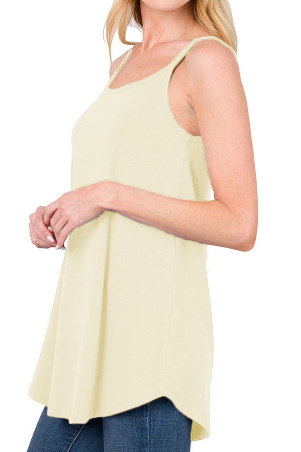 Full Size Spaghetti Strap V - Neck Flowy Tunic Cami - Mervyns